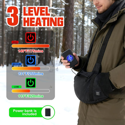 10000mAh Heated Hand Warmers Pouch(Includes Power Bank) | Electric Heated Hand Muff with 3-Level Heat Setting, Rechargeable Power Bank, Adjustable Strap, 2 Pocket for Hunting, Camping