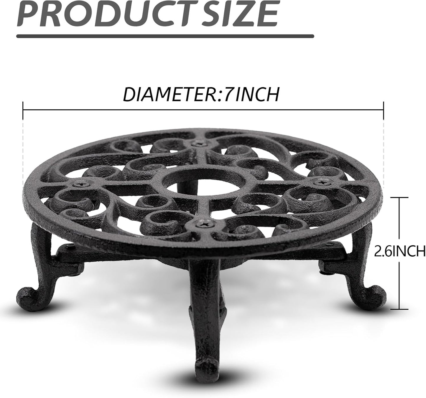 6.1 Inches Cast Iron Teapot Warmer Dish Cups Trivet,Flower-Shaped Design with Tealight Holder - Heavy Duty & Decorative Candle Holder Stands for Heat Food Coffee Milk or Tea