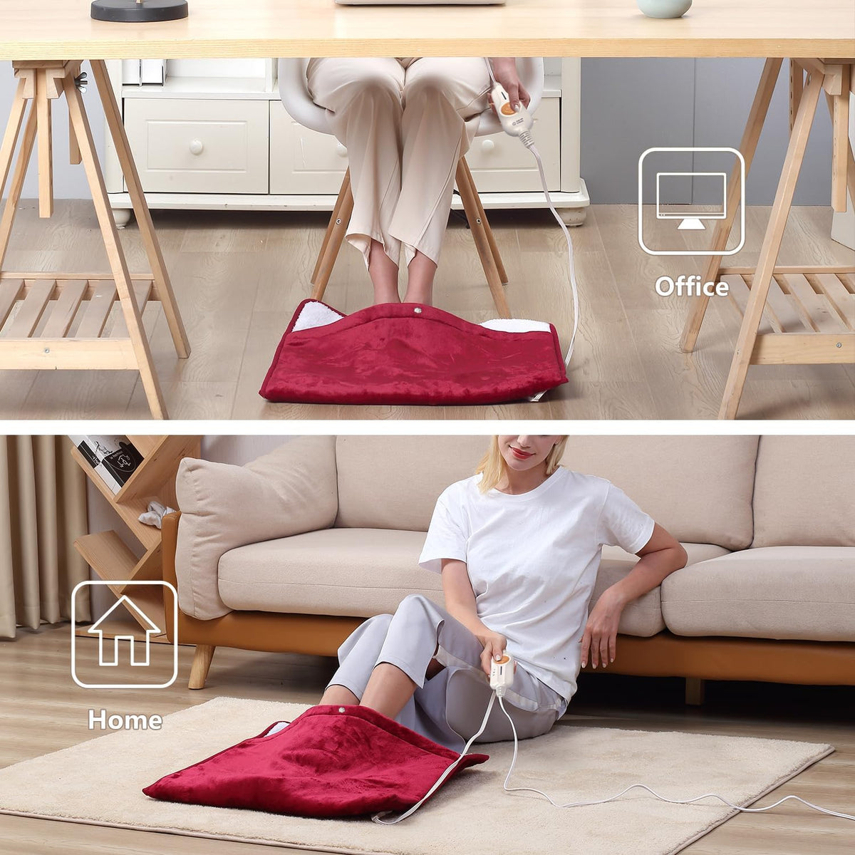 Gintao Electric Heated Foot Warmers for Feet,22"×20" Soft Foot Heating Pad
