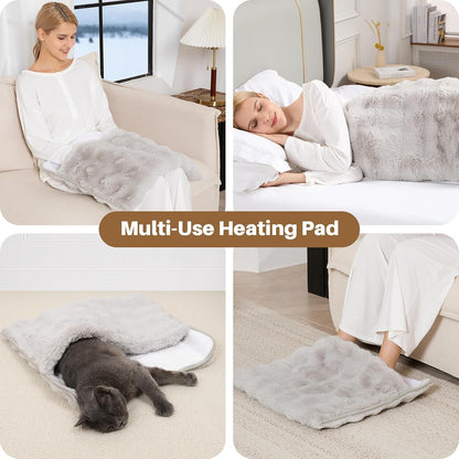Electric Foot Warmer, Luxury Faux Fur Heating Pad for Feet Pain Relief Cramp, Heated Foot Warmer for Under Desk & Bed with 3 Heat Settings & 2H Auto-Off, ETL Certified, 20x22 Inch, Dark Grey