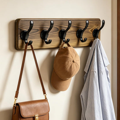 28" Coat Rack Wall Mount with Shelf with 7 Hooks 3 Key Hanger | Entryway Key Holder Wall Mount Wood Wall Coat Hooks, Wall Mounted Coat Rack Mail Holder for Living Room, Bedroom