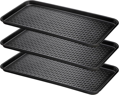 Fasmov 3 Pack Utility Boot Tray Mat Multi-Purpose Anti-Slip Tray Mat Boots, Dog Food Bowls, Gardening, Laundry, Kitchen, Garage, Entryway, 30 x 15 inches