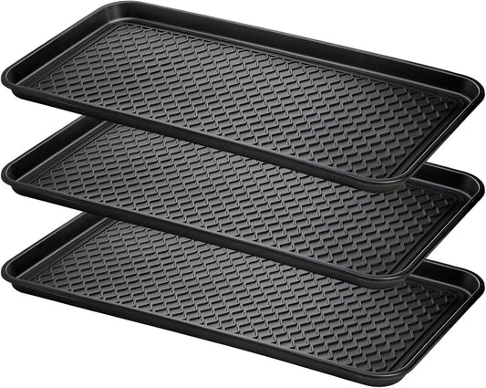Fasmov 3 Pack Utility Boot Tray Mat Multi-Purpose Anti-Slip Tray Mat Boots, Dog Food Bowls, Gardening, Laundry, Kitchen, Garage, Entryway, 30 x 15 inches