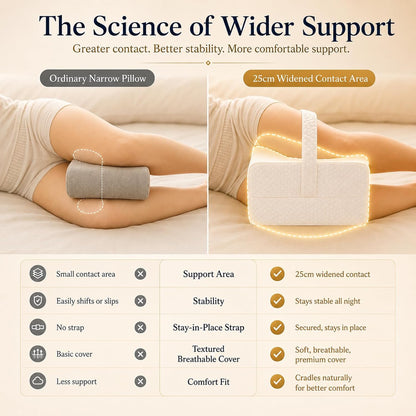 Cooling Knee Pillow for Side Sleepers, Ergonomic Memory Foam Knee Cushion, High-Density Leg Support Pillow for Hip, Back & Knee Pressure Relief, Spine Alignment Side Sleeping Pillow