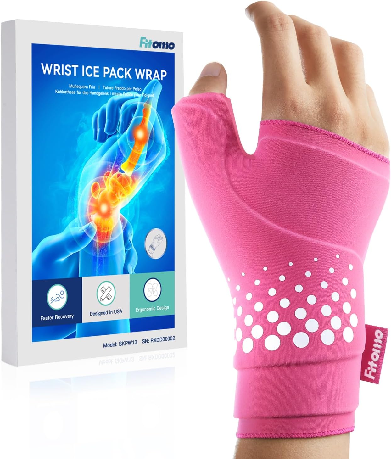 Thumb & Wrist Ice Pack Wrap, Thickened Ice Gel Pad, Ergonomic Fit, Long Lasting Cold & Warm for Carpal Tunnel Relief, Arthritis, Computer Overuse Injuries, Post-Surgery, Post-Workout, Size S/M