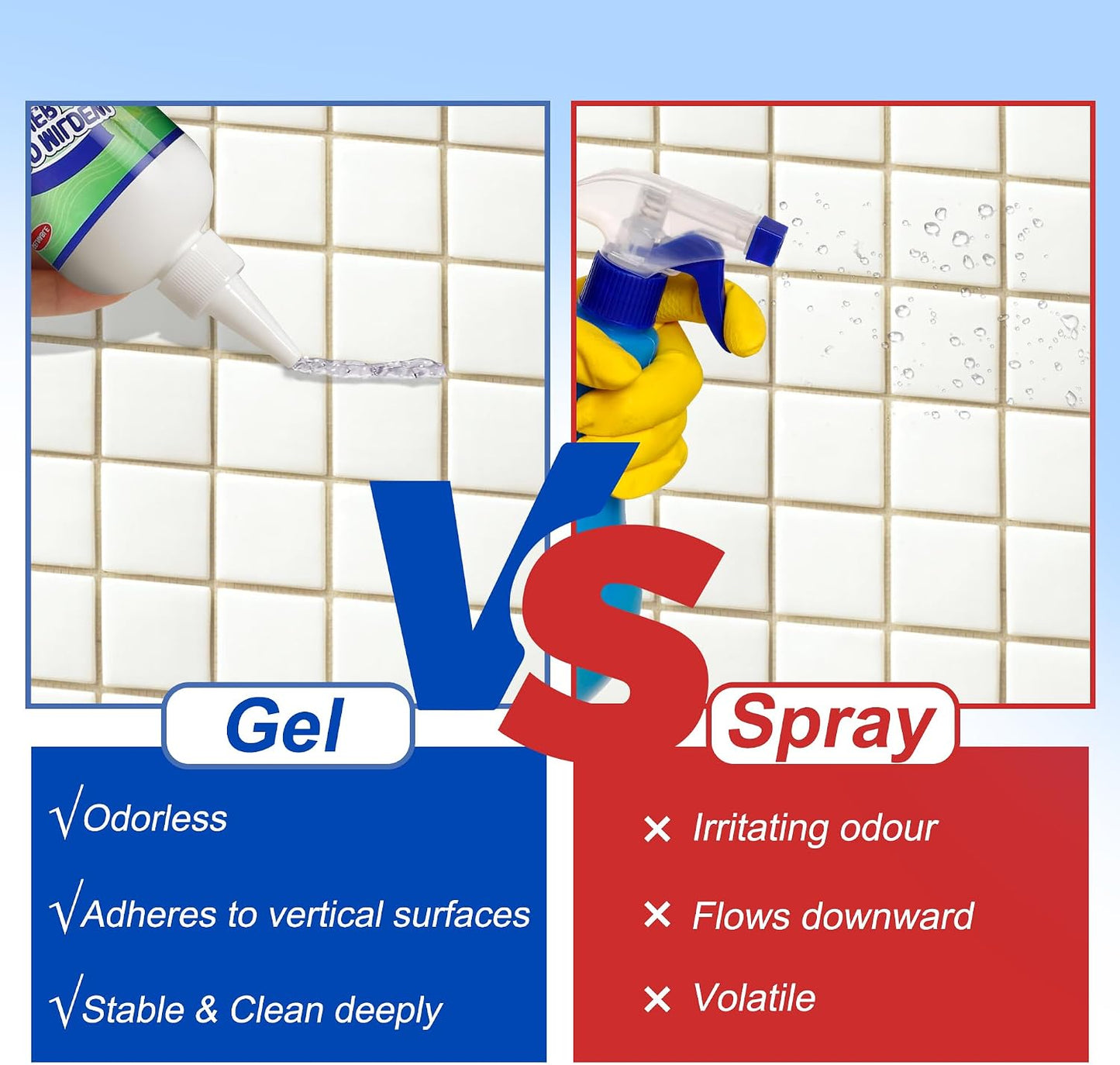 GELIVABLE Mold Mildew Cleaner Gel Household Cleaner for Wall Tiles Grout Sealant Bathroom Cleaning Home Kitchen Sinks Cleaning - 8 Fl.Oz(Pack of 1)