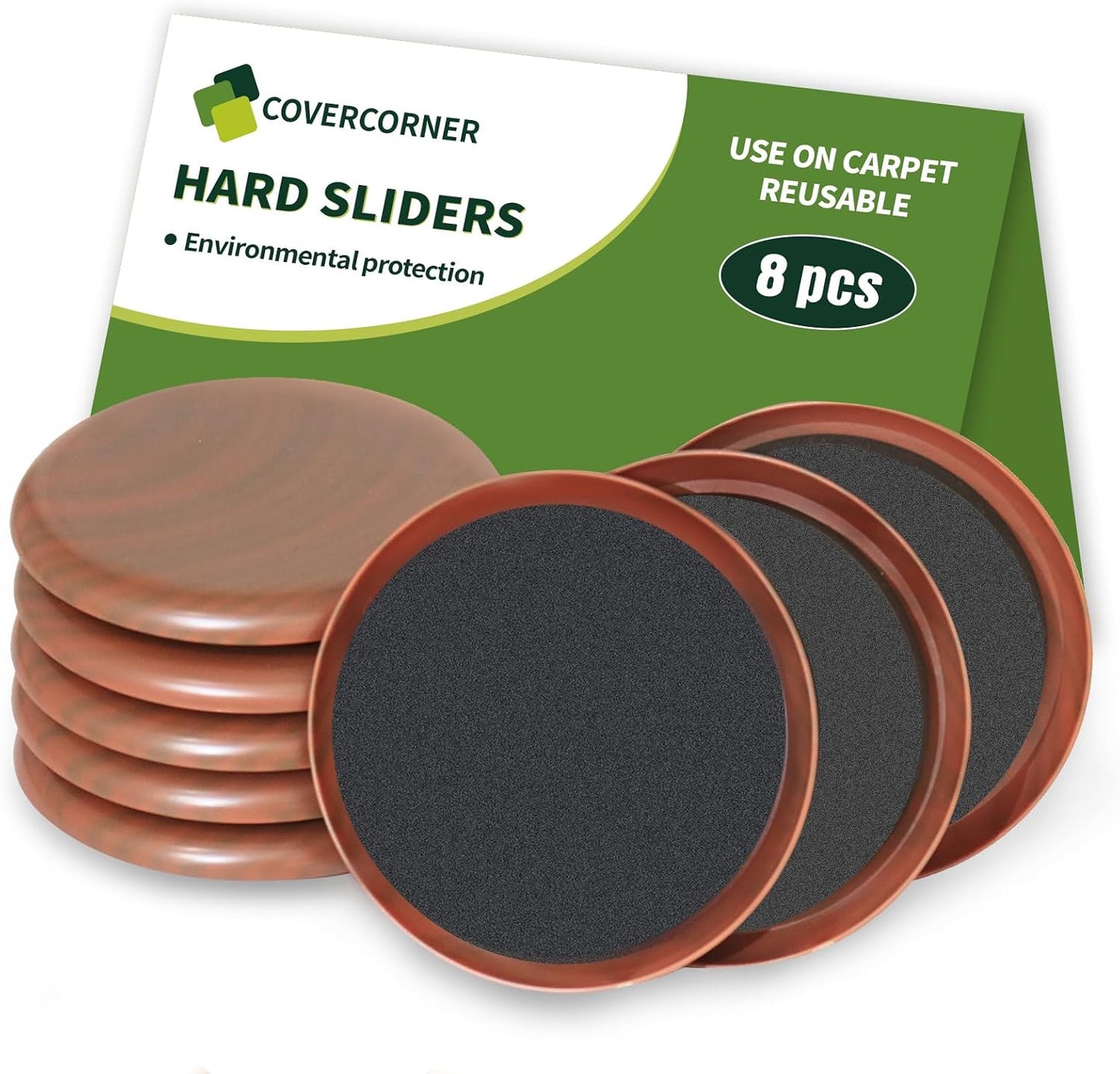 Furniture Sliders for Carpet 8 PCS - 3 1/2" Beige | Furniture Moving Sliders, Chair Leg Floor Protectors, Carpet Sliders for Furniture - Move Your Furniture Easily & Safely