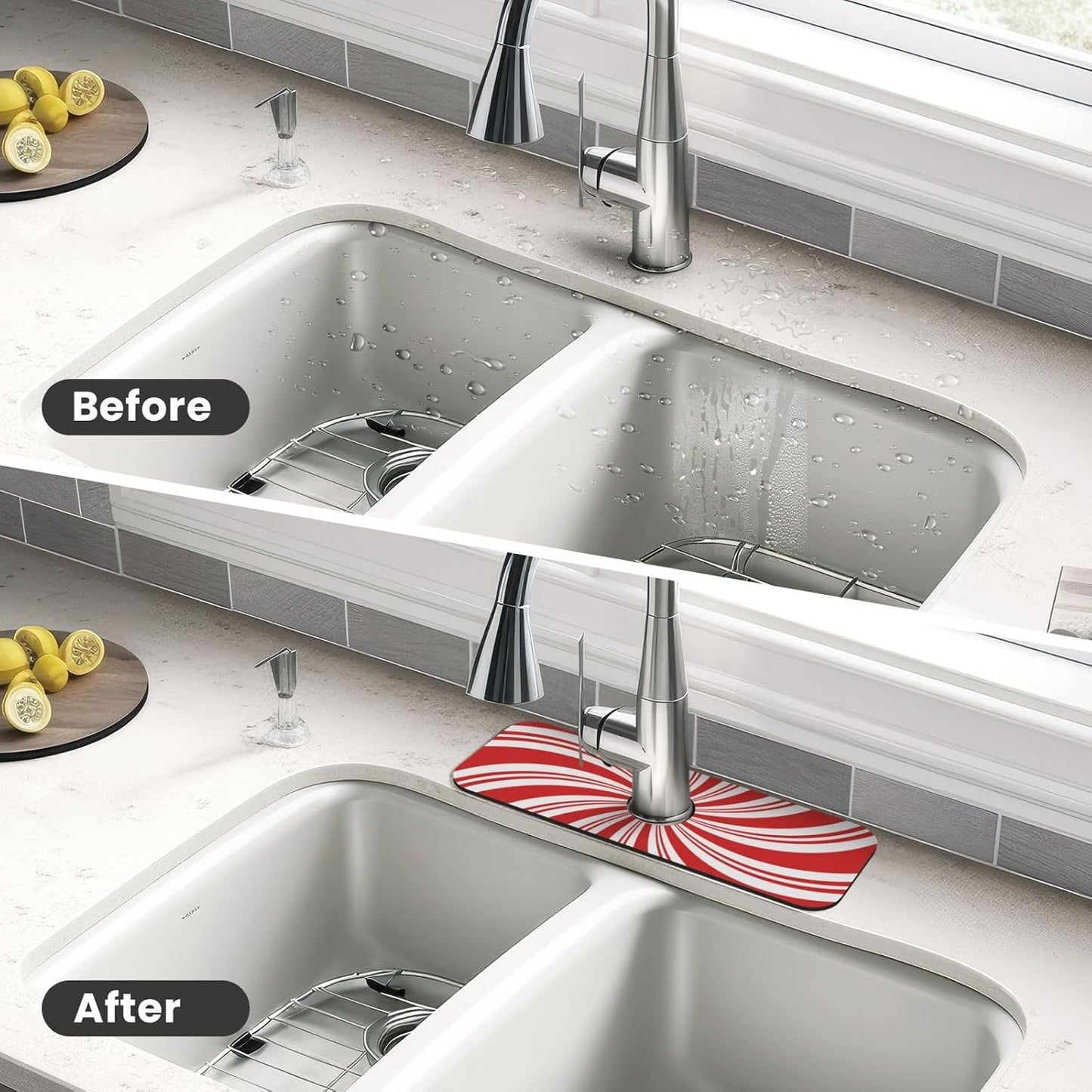 Abstract Flower Blooming Floral Watercolor Kitchen Sink Splash Guard Faucet Mat Super Absorbent Fast Drying Mat Sink Gadgets-Fast Drying Pad Sink Mat For Kitchen Bathroom (15" X 5.5" )