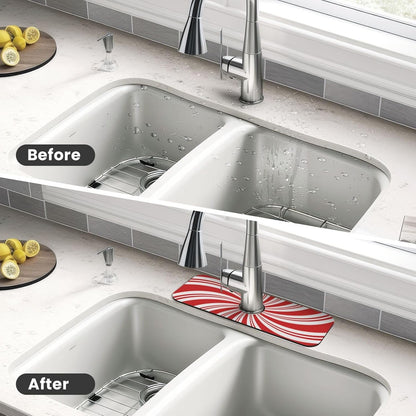 Abstract Flower Blooming Floral Watercolor Kitchen Sink Splash Guard Faucet Mat Super Absorbent Fast Drying Mat Sink Gadgets-Fast Drying Pad Sink Mat For Kitchen Bathroom (15" X 5.5" )