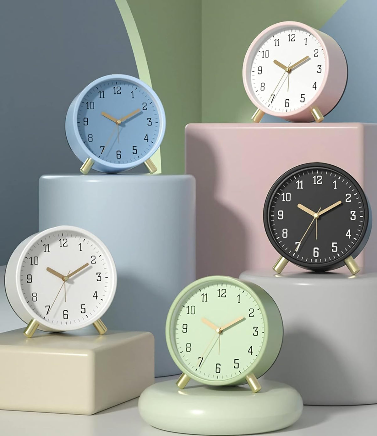 SHISEDECO Small Analog Alarm Clock, Battery Operated Desk Clock, White
