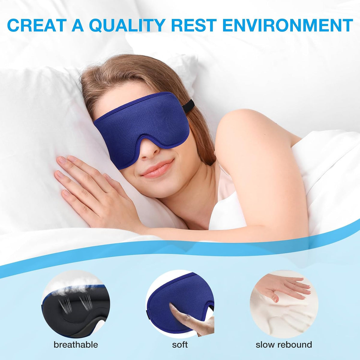 LYSIAN 3D Blackout Sleep Mask for Side Sleepers, 5 Pairs Ear Plugs, Black