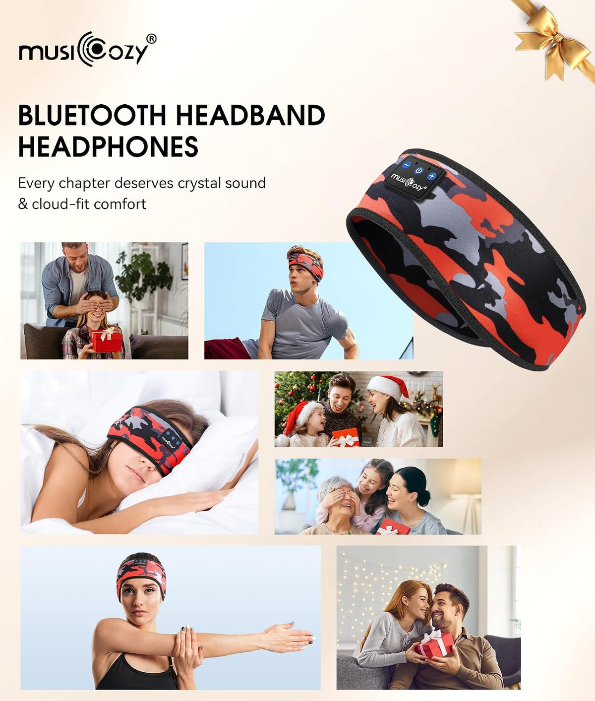 MUSICOZY Bluetooth 5.4 Sleep Headphones Headband Sports Wireless Audio