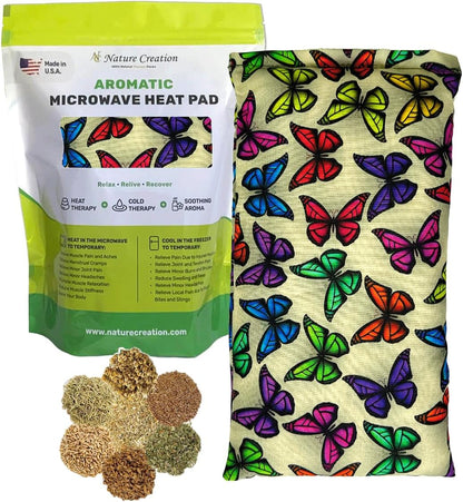 Nature Creation Microwaveable Herbal Heating Pad - Microwave Heating Pad for Neck and Shoulders, Cold & Hot Pack, Heat Pack Warming Pad, Microwavable Heating Pads - Pack of 1 (Lavender Flowers)