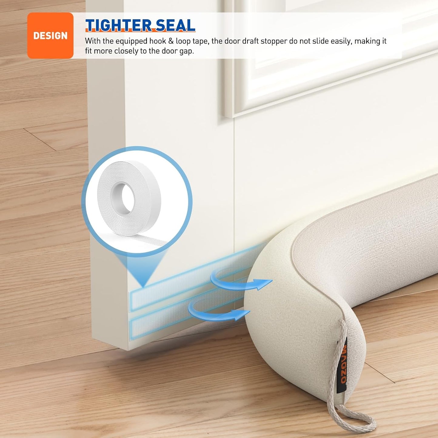 MAGZO Door Draft Stopper 36 Inches, Energy Saving, Gray | Weighted Sound Proofing for Door Draft Blocker, Under Door Gap Filler with Machine Washable Fabric