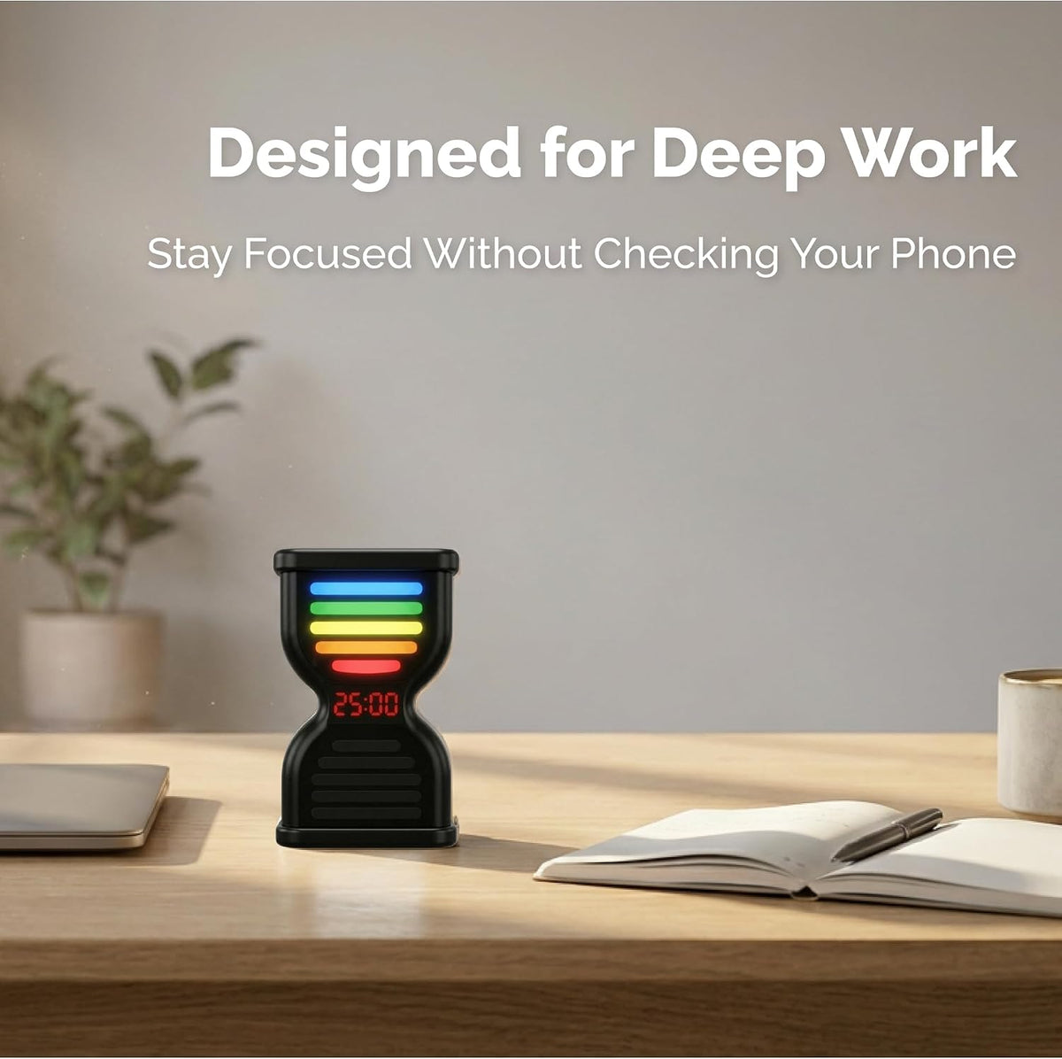 Pomodoro Timer for Productivity, Visual Countdown with Light Flow, Flip Timer 25/5 min, Custom Countdown Count-up, USB-C Rechargeable, Silent, Study for Kids Students ADHD Gift Work Classroom Office