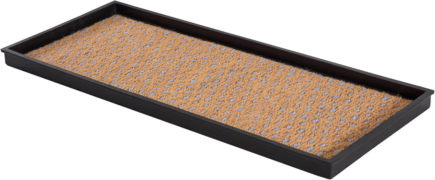 Anji Mountain Heavy Duty Waterproof Rubber Shoe Storage Mat Organizer/Boot Storage Tray Multi Use For Entryway with Coir, Tan Insert, Fits 2 Pair (24.5" Wide)