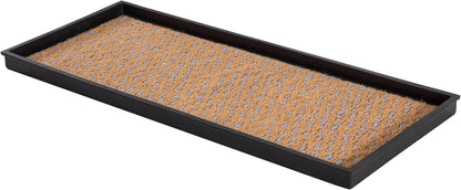 Anji Mountain Heavy Duty Waterproof Rubber Shoe Storage Mat Organizer/Boot Storage Tray Multi Use For Entryway with Coir, Tan Insert, Fits 2 Pair (24.5" Wide)