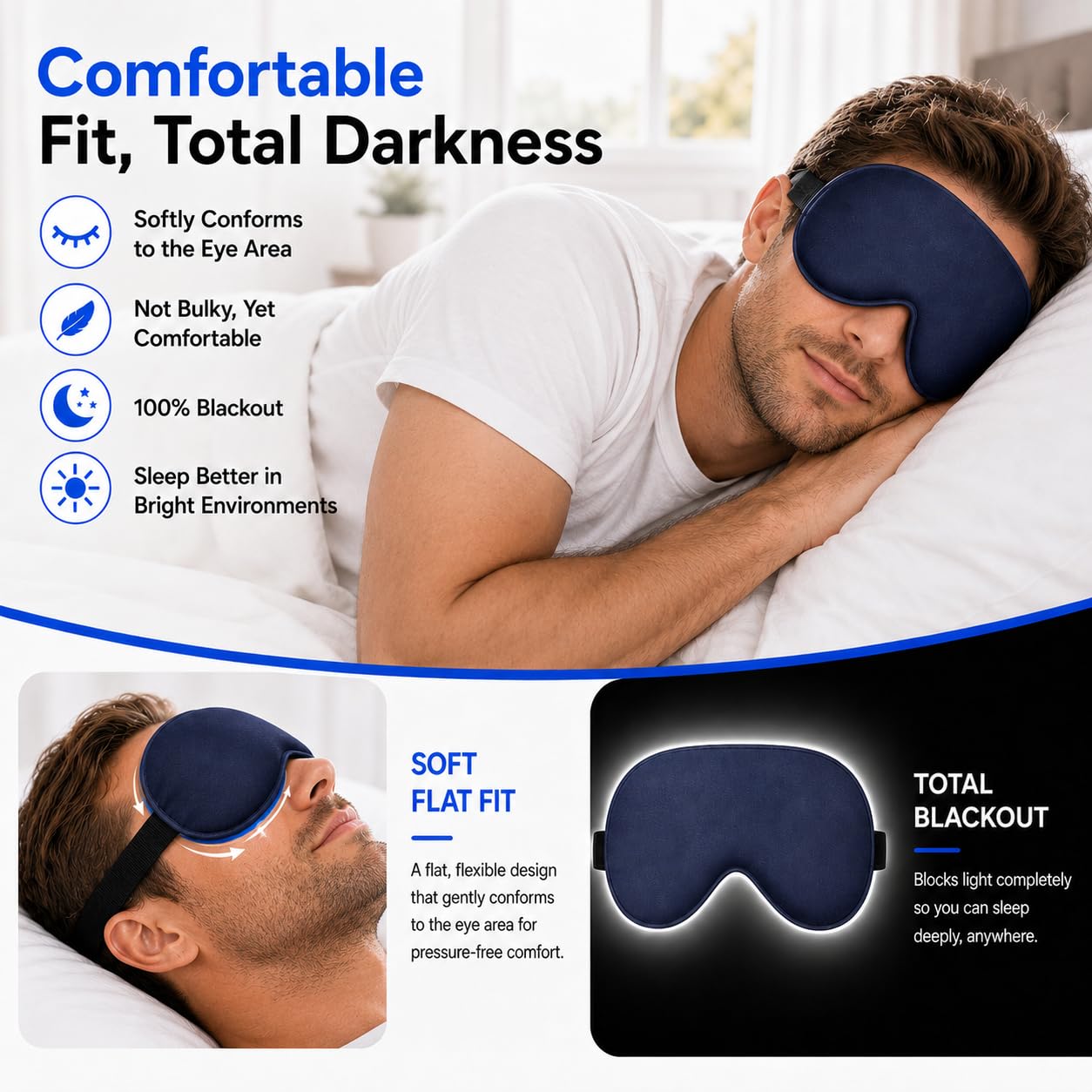 Silk Sleep Mask with Cooling Gel | Pure Mulberry Silk, Adjustable Strap, Superior Light Blocking, Includes Removable Ice Pack & Earplugs