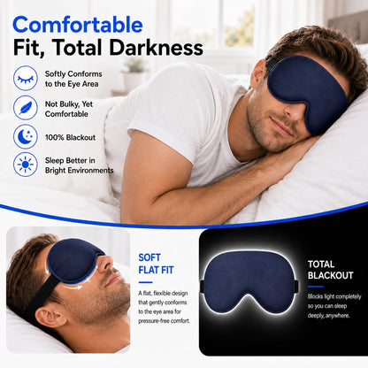 Silk Sleep Mask with Cooling Gel | Pure Mulberry Silk, Adjustable Strap, Superior Light Blocking, Includes Removable Ice Pack & Earplugs