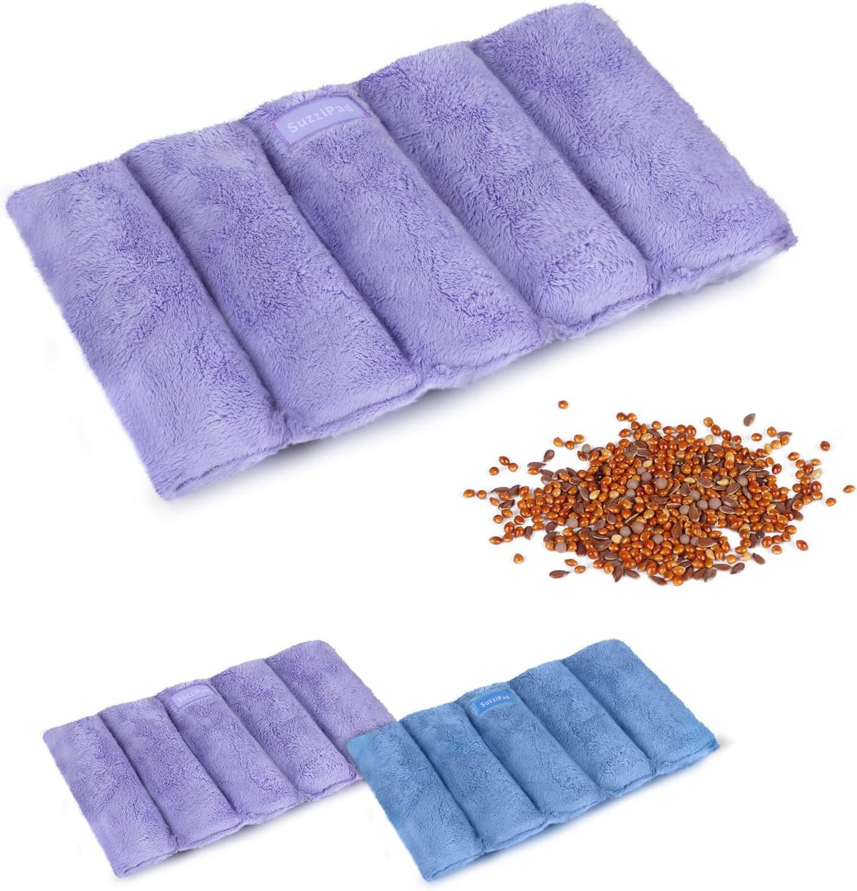 SuzziPad Heating Pad Microwavable, 6.5x12” Reusable Heat Pads for Discomfort Reduction, Moist Heated Pack, Muscle Ache, Soothing Back, Neck and Shoulder Fatigue, Warmer Hot Packs (Purple)