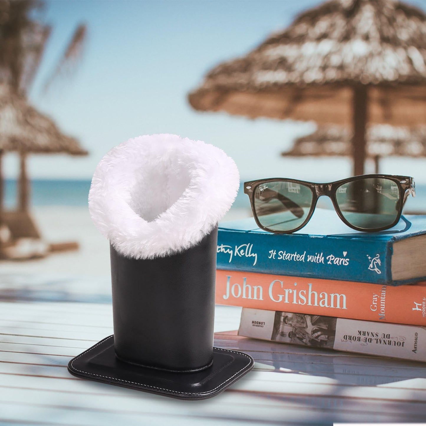 MoKo Eyeglasses Holder, Modern Velvet Plush Lined PU Leather Household Magnetic Holder Protective