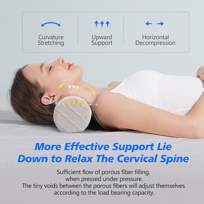 Cozyhealth 3.1" H Small Cervical Roll Pillow, Medium Soft Memory Foam Neck Round Pillow Cylinder Bolster Pillow for Sleeping, Round Neck Support for Bed, Legs, Back and Yoga (Grey, Small - 3.1" H)