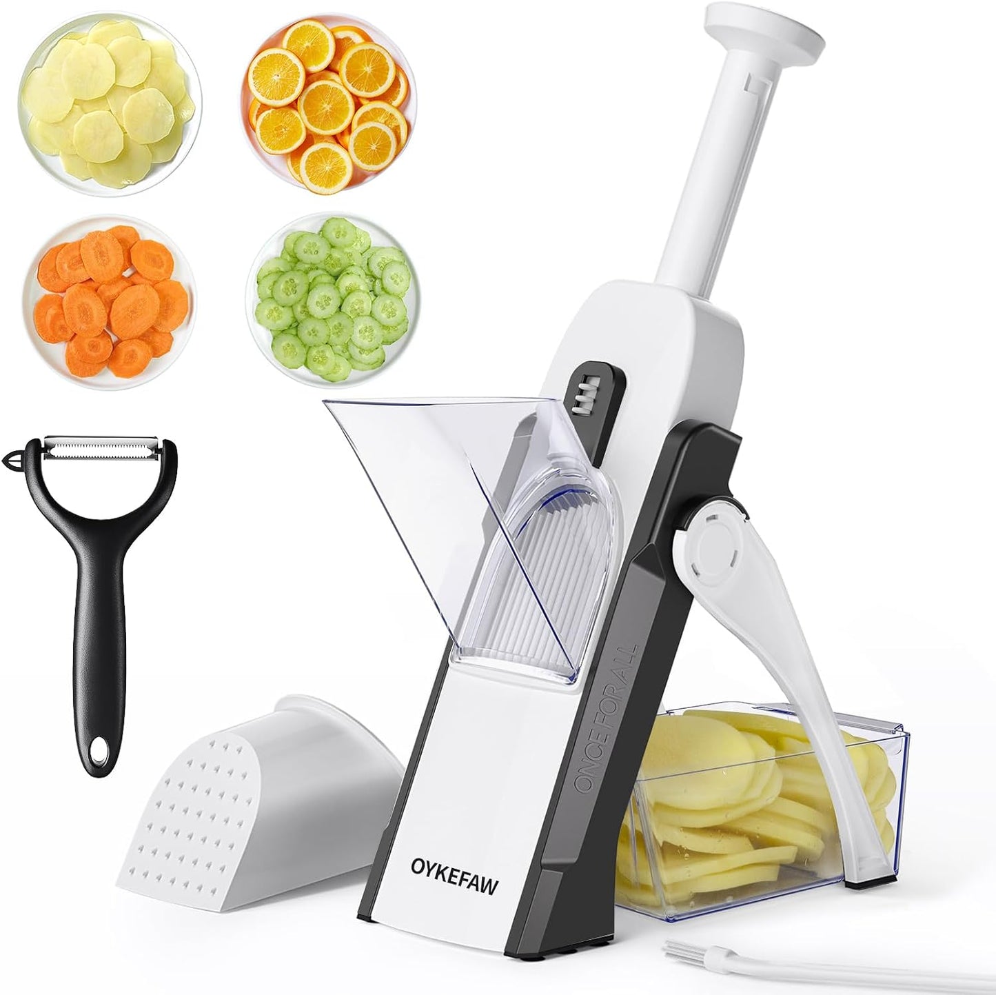 Safe Mandoline Slicer for Kitchen, Potato Slicer for Chips,Vegetable Cutter | Potato Slicer for Chips, 6 in 1 Vegetable slicer with Thickness Adjuster, Faster Kitchen Slicer for Meal Prep (Only Slice)