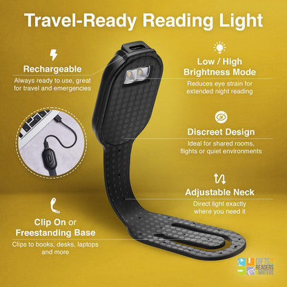 Gifts for Readers & Writers Rechargeable Book Light for Kids, Clip On Reading Light for Bed, 2in1 Flexilight Pals & Bookmark, 12 Hours of Light Once Charged, Includes USB Cable & 2 LED Lights, Dog
