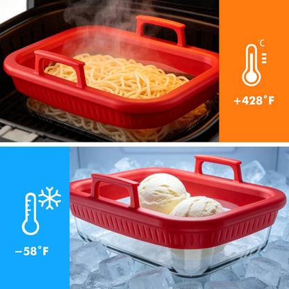 Air Fryer Accessories for Ninja Foodi DZ401, DZ550, SL401, SL451 10Qt | Glass Liners with Silicone Handles for 4-6 Qt Air Fryer, Heat-resistant, Dishwasher-safe, BPA-free