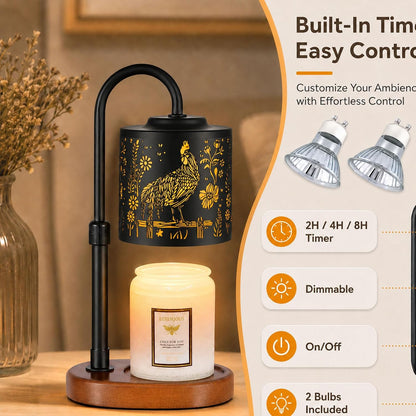 Dimmable Candle Warmer Lamp with Timer Adjustable Height for Scented Jar Candles Electric Candle Wax Melt Warmer for Home Decor Christmas Birthday Gifts for Women Mom(Hummingbird)