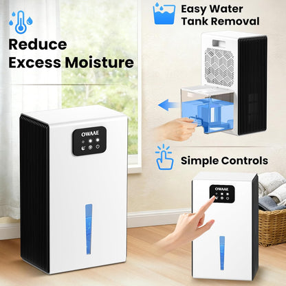 Dehumidifier, 1000 sq.ft Dehumidifiers for Home Bedroom Bathroom Basement with 95oz Water Tank, Sleep Mode, Auto Shut-Off 7 Colors LED Light, Grey