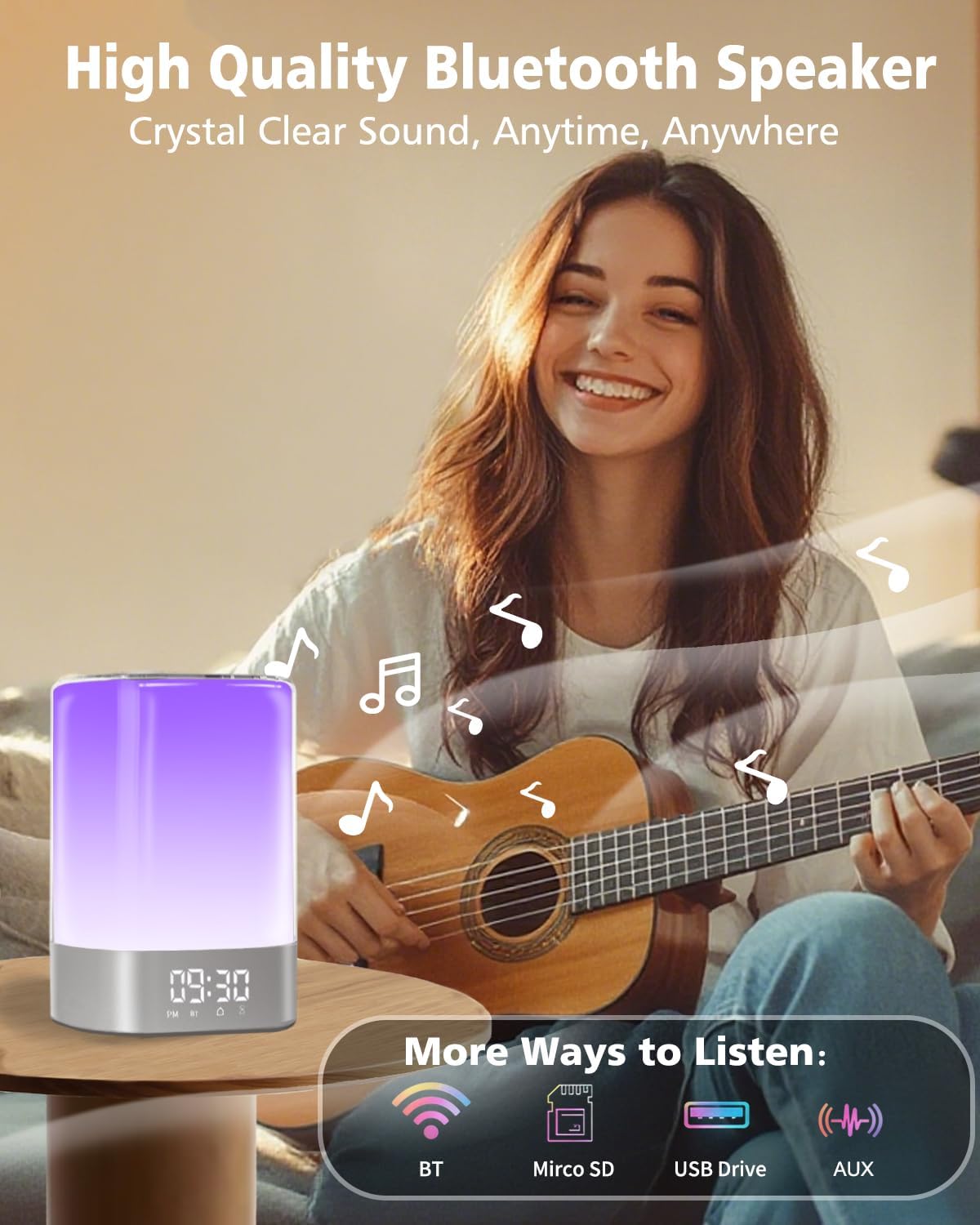 5 in 1 Sound Machine for Sleep,Alarm Clock & Night Light,Bluetooth Speaker