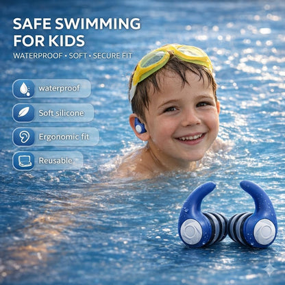Waterproof Swimming Ear Plugs for Adults Kids, 3 Pairs Soft Silicone