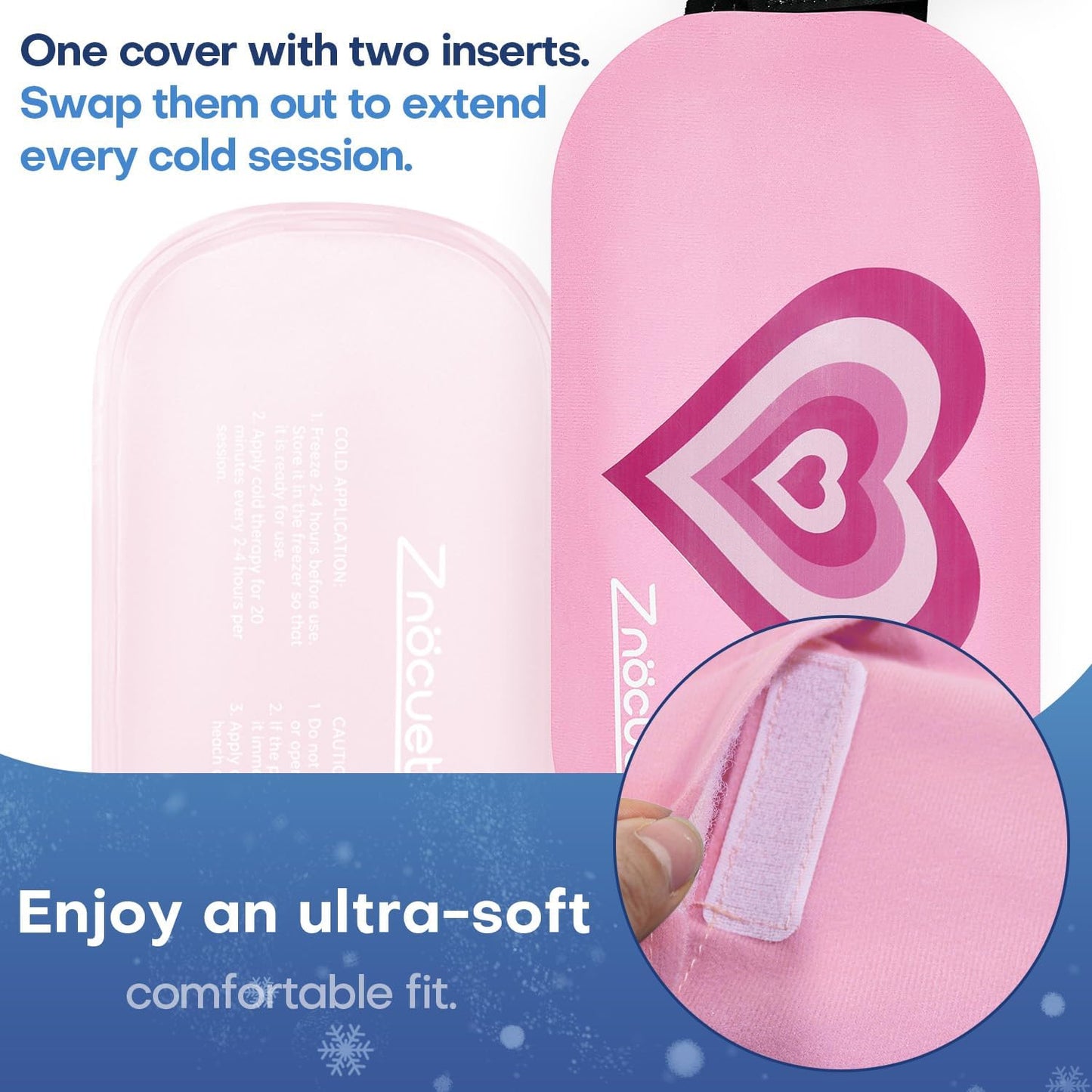 Gel Ice Packs for Injuries Reusable 2 Packs Hot Cold Gel Wrap with Strap | for Pain Relief Swelling Shoulder Rotator Cuff Back Hip Ankle Knee C-Section & Postpartum Recovery,10x5.5 Inch, Pink