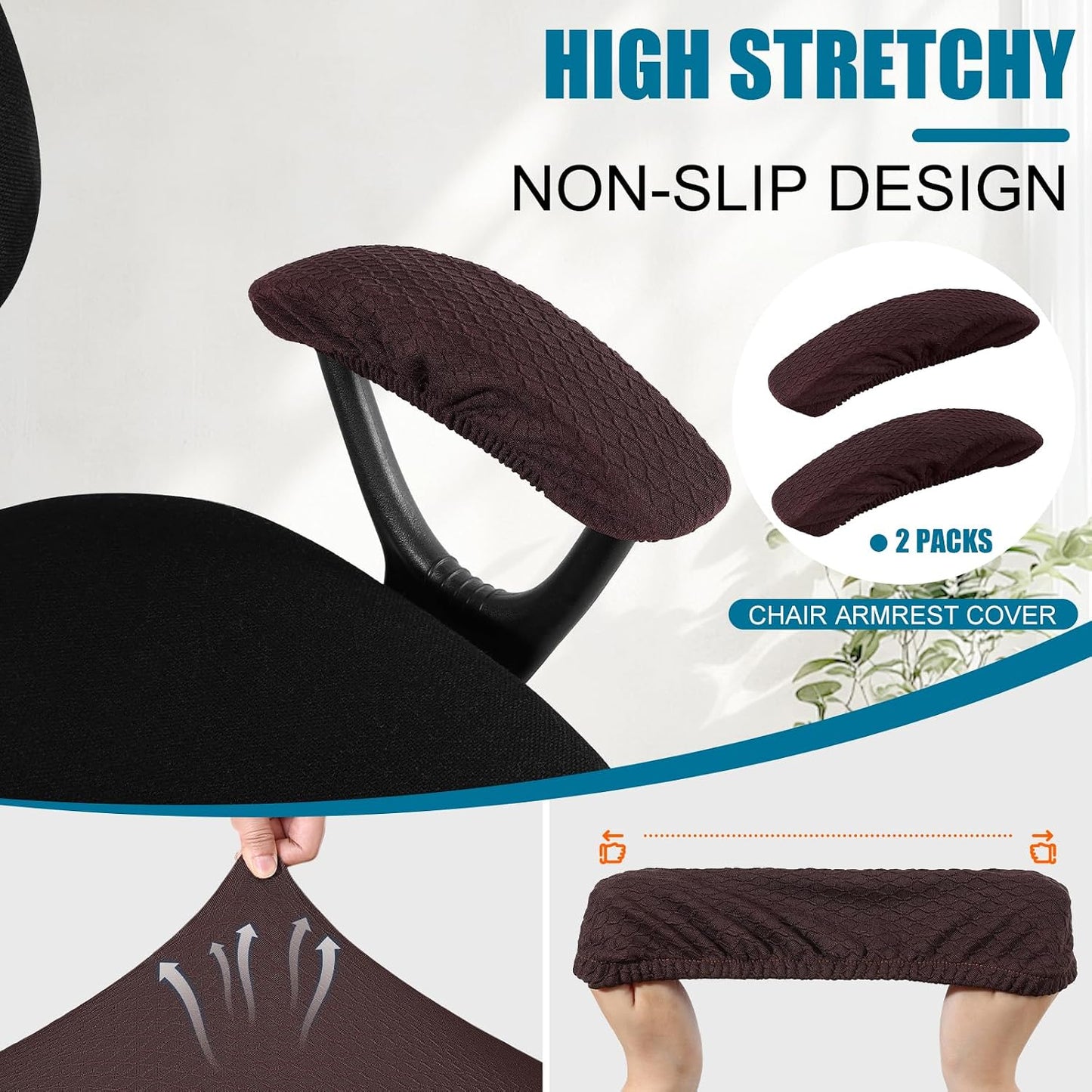 Smiry Office Computer Chair Armrest Covers, 2PCs Anti-dust Arm Rest Pad | Removable Washable Desk Chair Arm Pad Covers, Grey