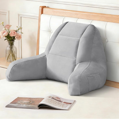 IASEAHK Reading Pillow, Back Pillow for Bed Sitting Up, Light Grey, 18 Inch