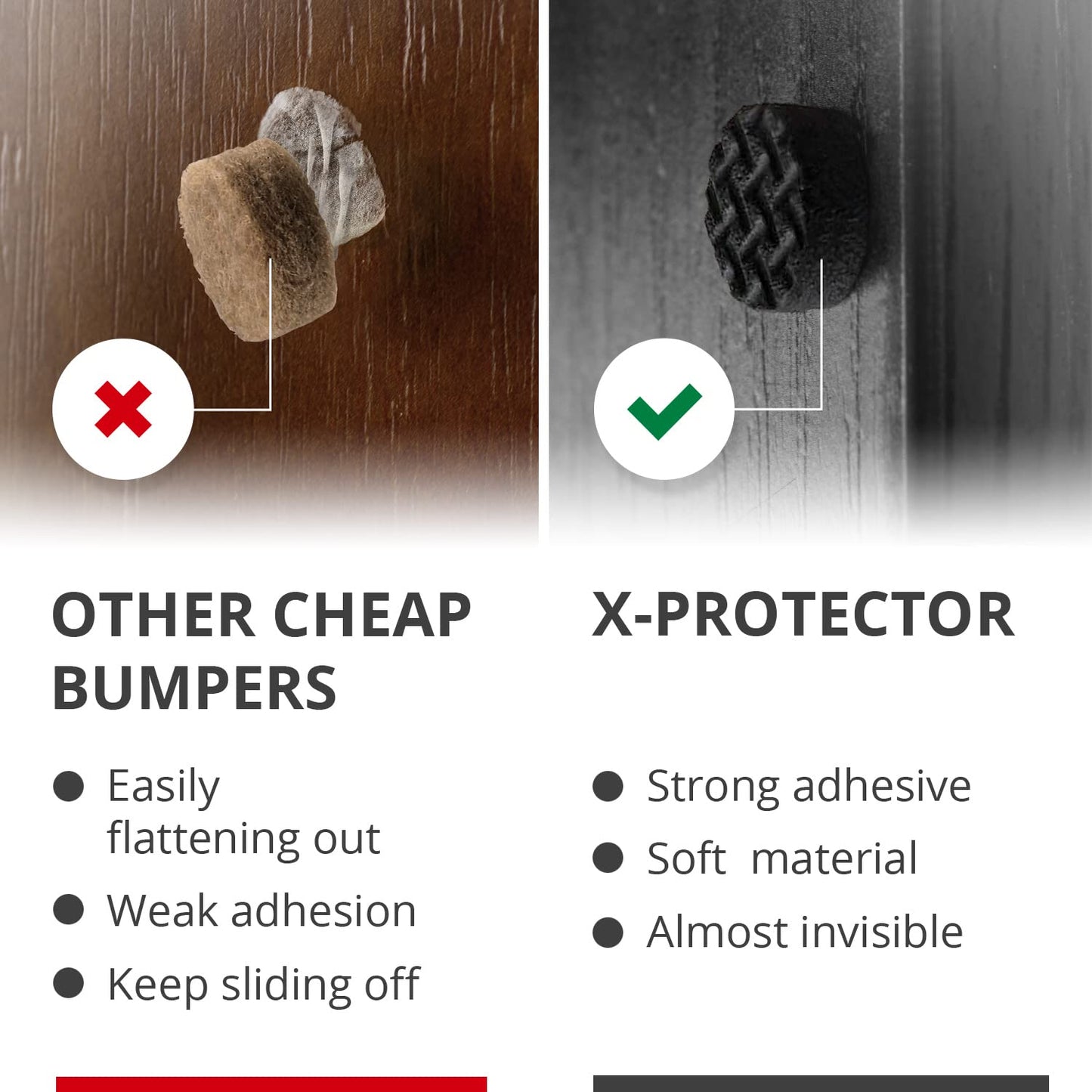 Cabinet Door Bumpers X-Protector 100 PCS – Small Felt Pads 3/8” (Brown) | Ideal Felt Bumpers – Self-Adhesive Thick Felt Dots – Bumper Pads to Protect Glass & Other Surfaces!