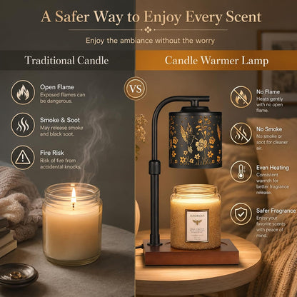 Candle Warmer Lamp Adjustable Height Dimmable for Jar Candles Hummingbird