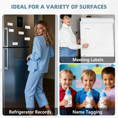 PPB Dry Erase Labels Stickers, Reusable Waterproof Removable Notes for Storage Bins, Freezer, Kitchen, Classroom, Whiteboard, All Purpose Use (1.2”x 2”, Multicolor, 60 Dots)