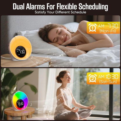 Wake Up Light Sunrise Alarm Clock, White Noise Sleep Sound Machine