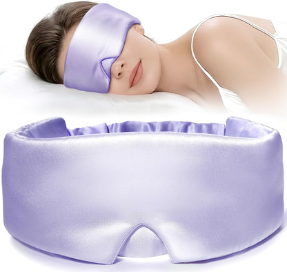 LitBear Silk Sleep Mask for Side Sleeper, Travel, Airplane, Jet Black