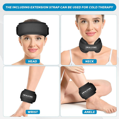 Neck Ice Pack Wrap,Cervical Ice Pack,Cold Compress Ice Packs for Injuries Reusable Cold & Hot Therapy Adjustable Flexible Gel Migraine Ice Head Wrap for Neck Pressure (Black)