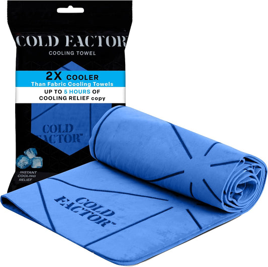 COLD FACTOR Instant PVA Cooling Towels, Cooling Neck Wraps, Blue, 3 Pack | 5 Hours of Cooling, UPF 50+, Soft Cooling Towels for Neck and Face, Machine Washable, Ideal for Sports & Workouts, 3"x29.5"