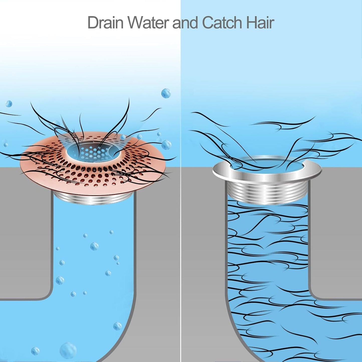LEKEYE Drain Hair Catcher/Bathtub Shower Drain Hair Trap/Strainer Stainless Steel Drain Protector(Patented Product) | Stainless Steel