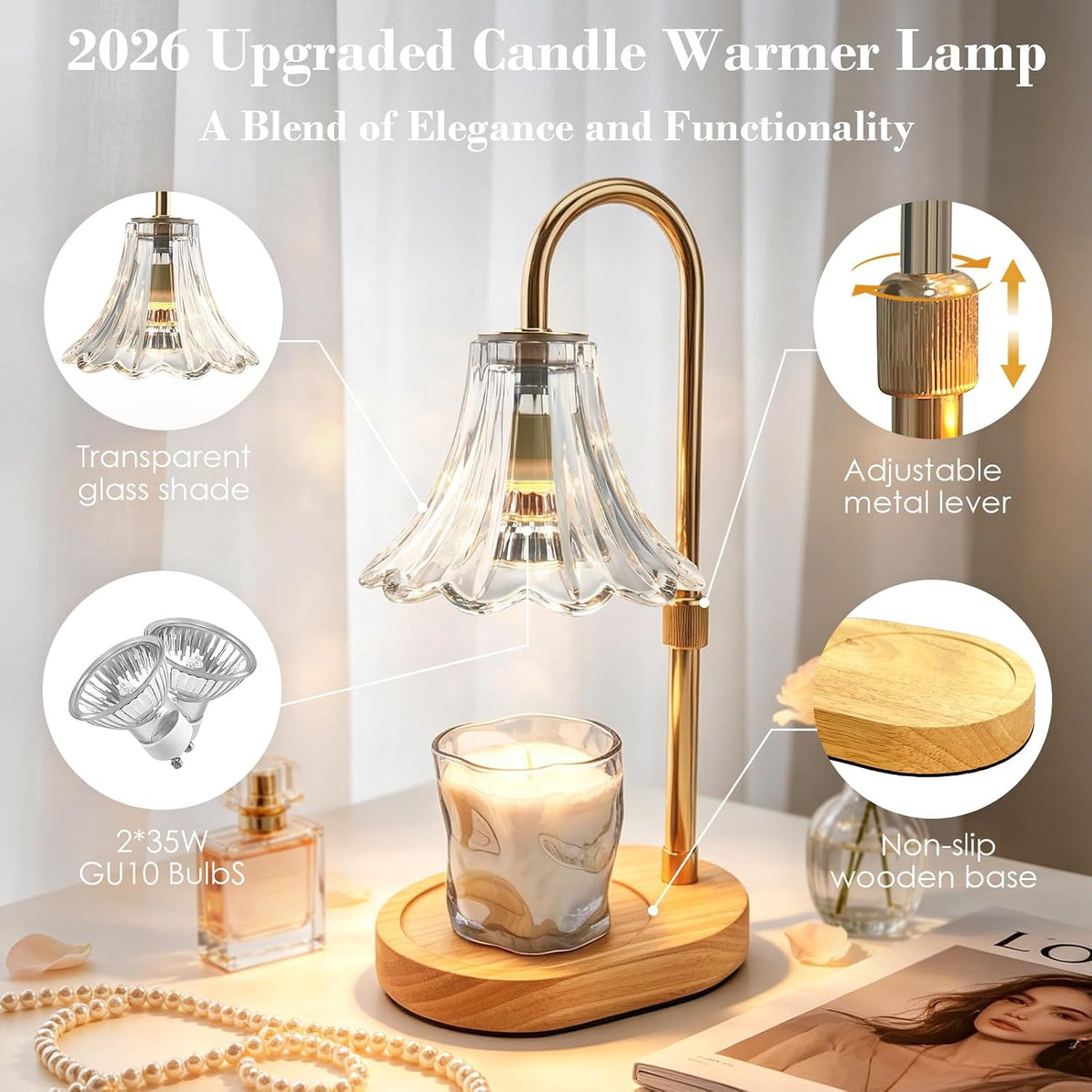 Adjustable Candle Warmer Lamp with Timer: Mothers Day Gifts Lamp fits All Candle Jar Home Decor - Wax Warmer for Scented Wax - Birthday Gifts for Women