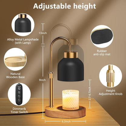 Candle Warmer Lamp with Timer Dimmer, Height & Brightness Adjustable