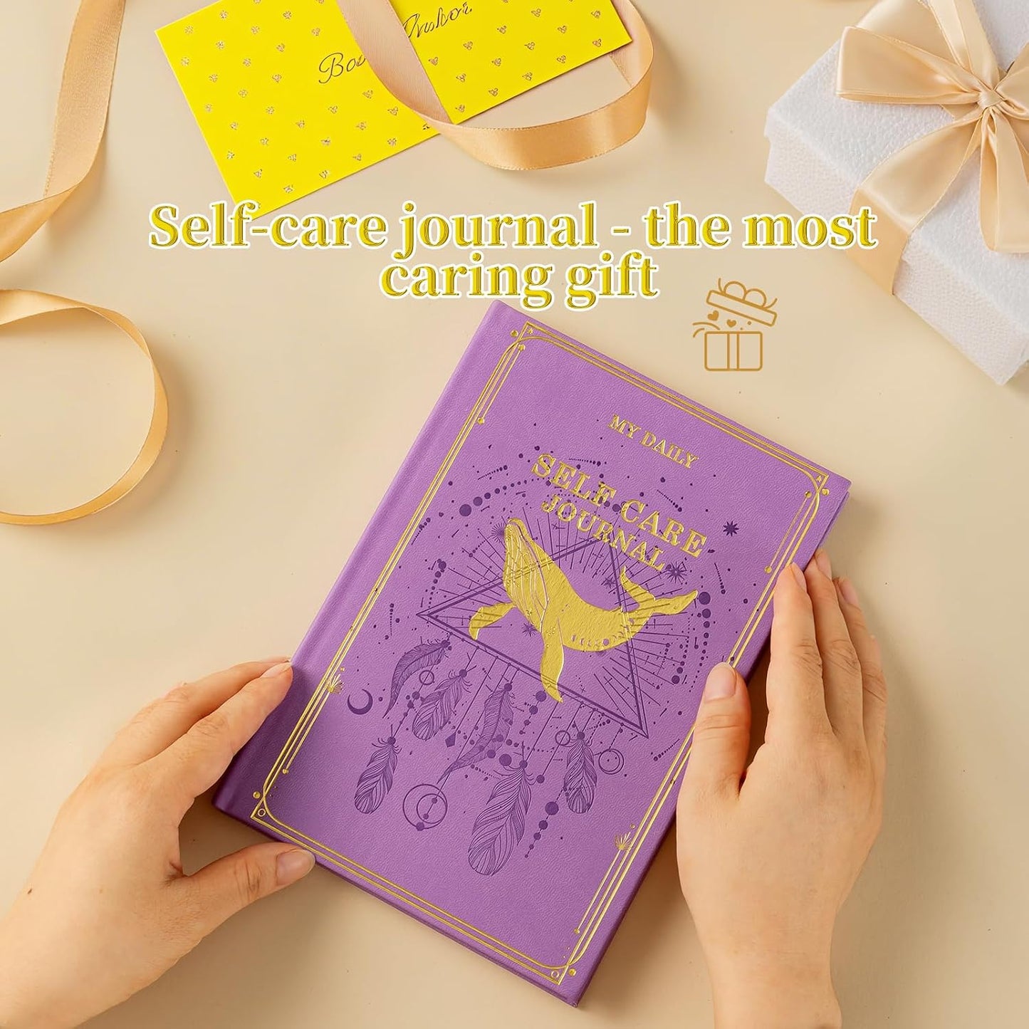 Self-Care Journal for More Happiness, Optimism, Affirmation & Reflection, Gratitude Journal with Guided Prompts, Inspirational Quotes, Mood Tracker, Undated Daily Journals for Women & Men (Pink)