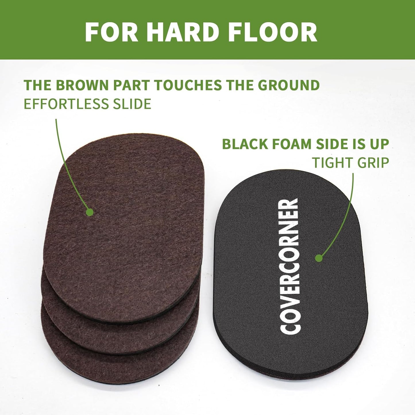 Felt Furniture Sliders for Hardwood Floors 8 PCS, 3 1/2" Beige | Felt Furniture Pads for Hardwood Floors, Furniture Moving Sliders, Heavy Duty Felt Movers Sliders, Chair Leg Floor Protectors