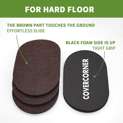 Felt Furniture Sliders for Hardwood Floors 8 PCS, 3 1/2" Beige | Felt Furniture Pads for Hardwood Floors, Furniture Moving Sliders, Heavy Duty Felt Movers Sliders, Chair Leg Floor Protectors