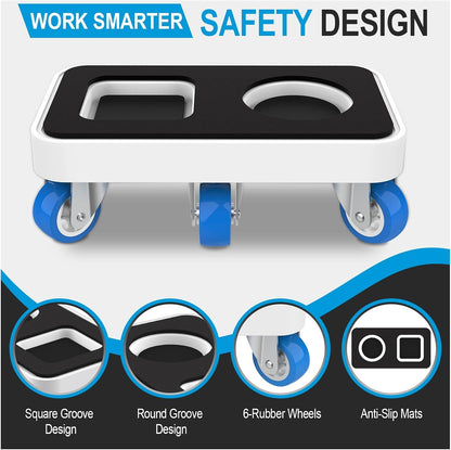 New Upgrade Furniture Sliders: Furniture Movers with Wheels & Groove | Furniture Dolly with 360° Rotatable Wheels - Appliance Roller for Moving Heavy Sofa Bed - Load Capacity Up to 750lb